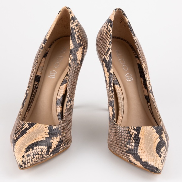 Aldo Snakeskin Heel peach & black women’s 9 - Picture 5 of 10